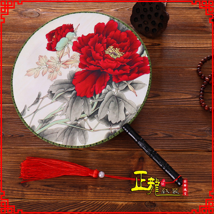 白朗古典中国风团扇空白扇跳舞蹈扇 真丝宫扇