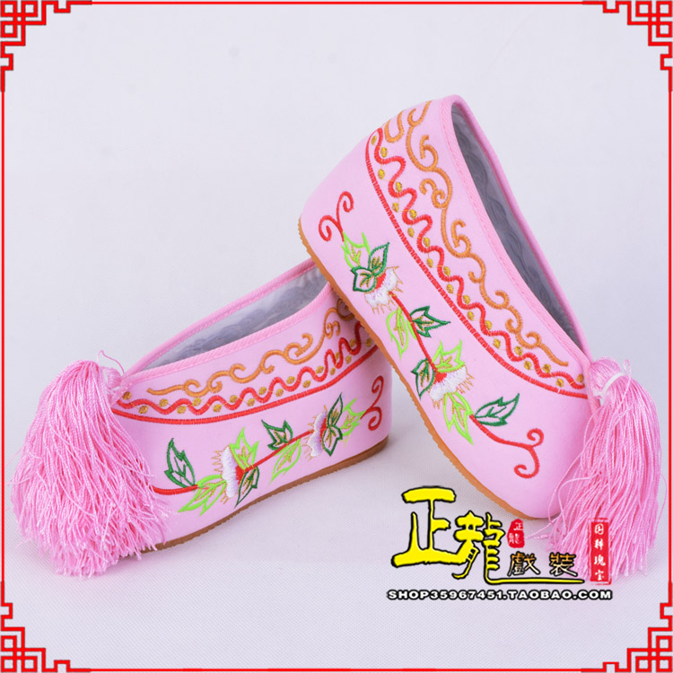 白朗花旦鞋女绣花彩鞋 舒适款草花内高彩鞋