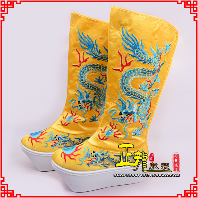 白朗皇帝龙靴变脸靴绣龙靴子厚底官靴 好龙高靴