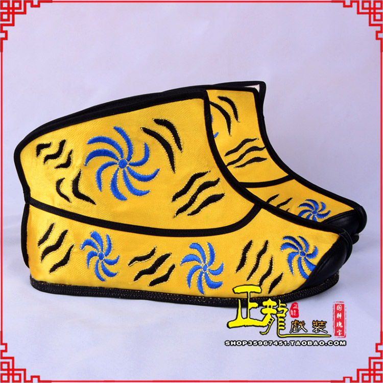 白朗.美猴王靴子虎纹靴金黄快靴 猴鞋