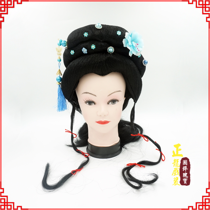 白朗戏剧服装京剧越剧小旦花旦丫鬟假发 小姐头套