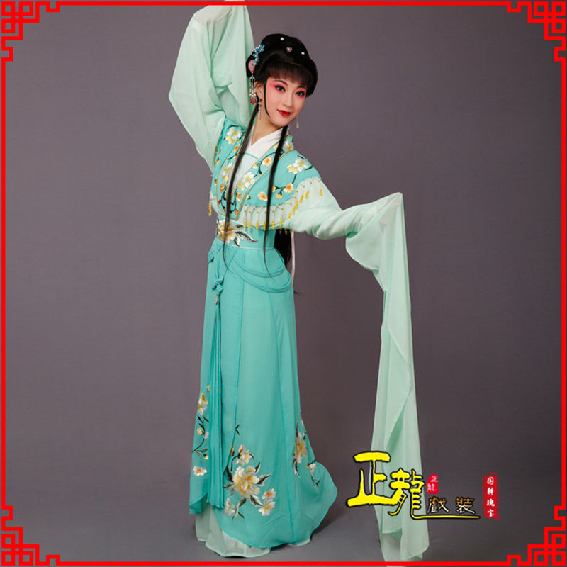白朗青衣水袖戏服演出服 云肩花旦衣